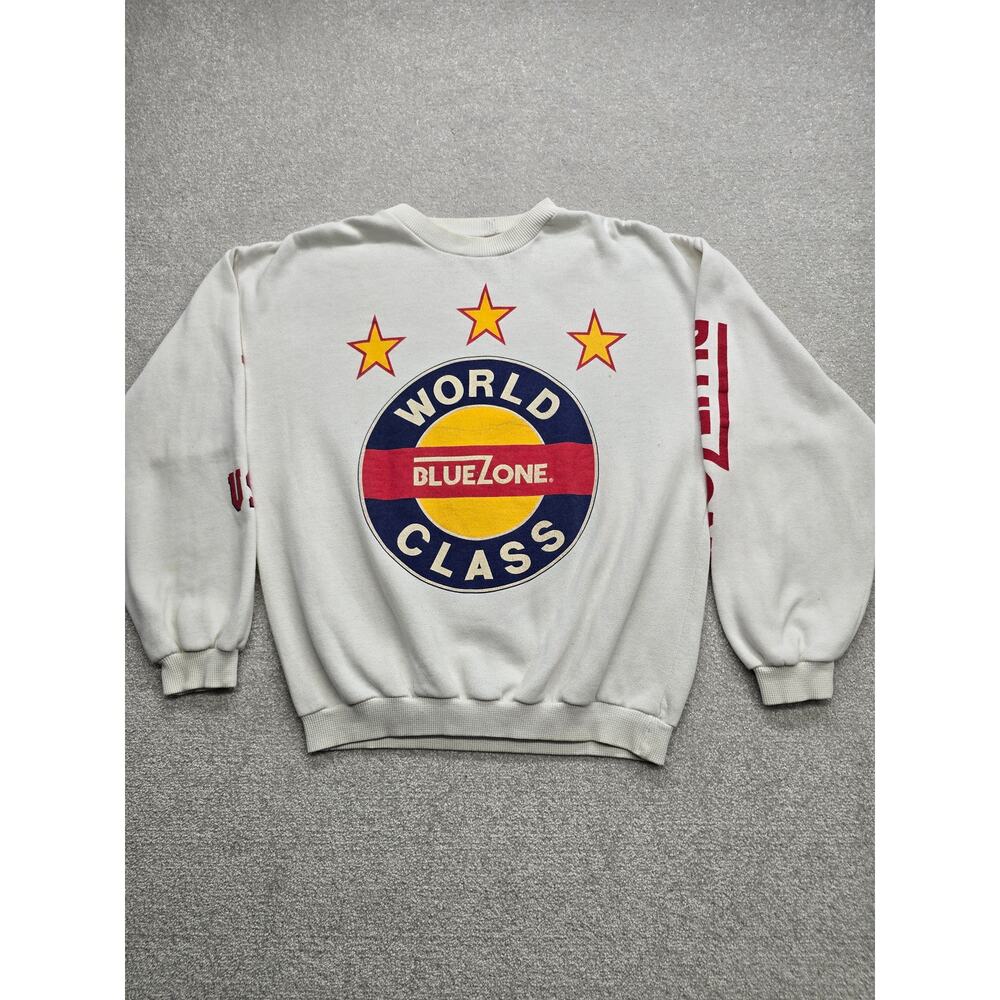 Vintage Blue Zone Official Speedboat Racing Men's Pullover Sweatshirt Medium